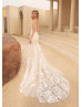 Sexy V Neck Beaded Lace Tulle Elegant Wedding Dress